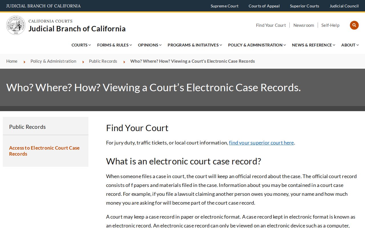 Cudahy previous residents California court electronic-record access rules