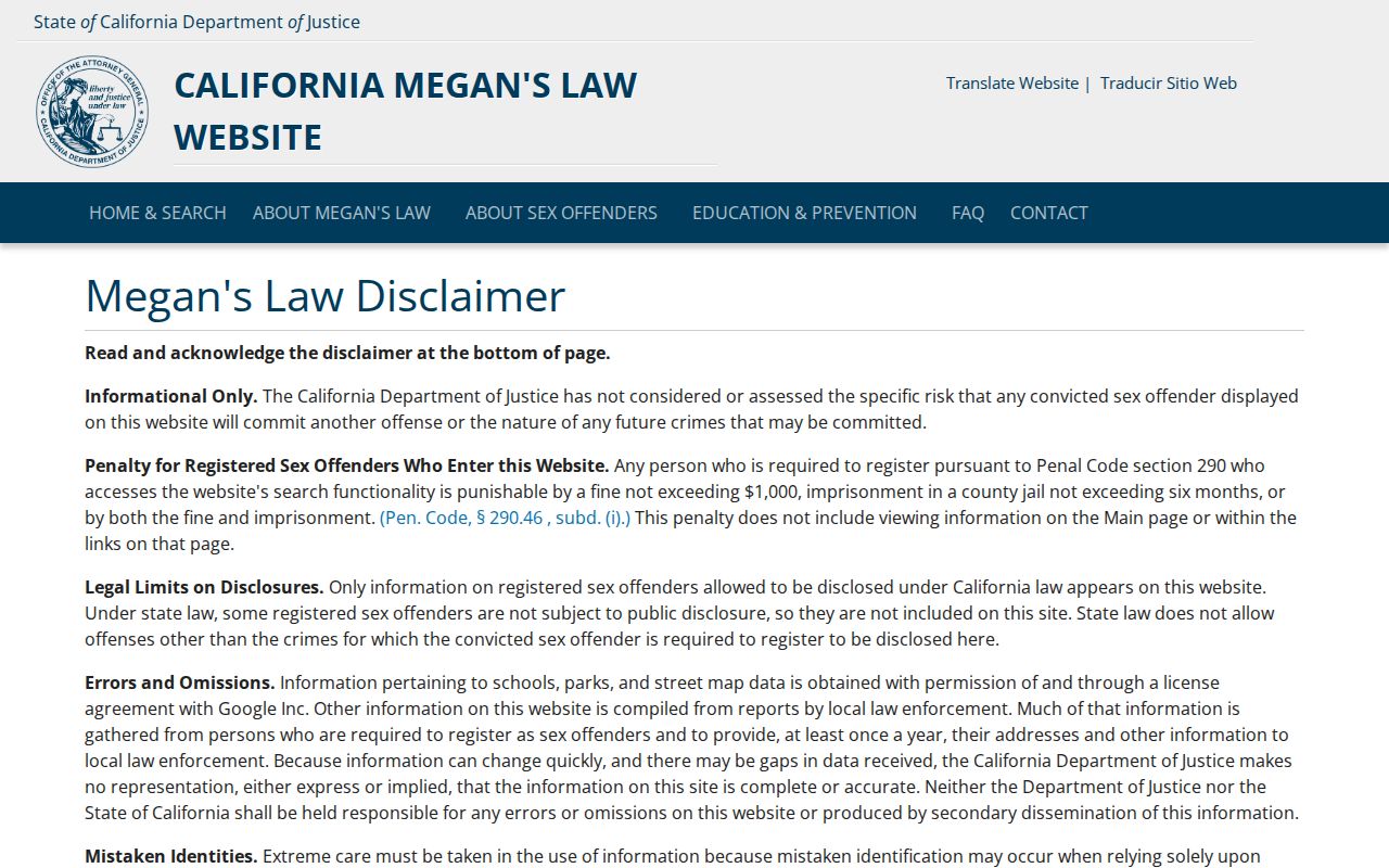 Cudahy previous residents California Megan's Law registry boundary