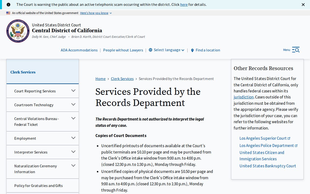 Cudahy resident lookup Central District of California records