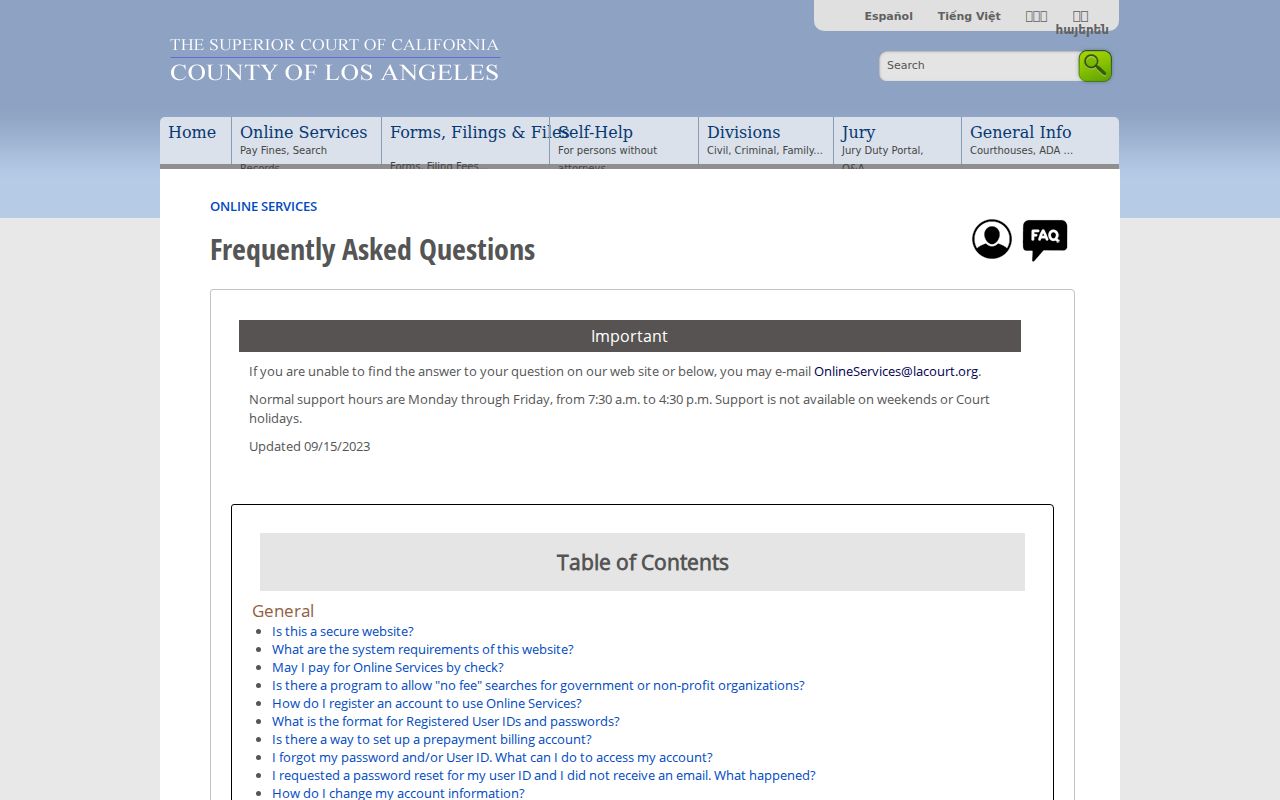 Cudahy resident lookup LA Superior Court search limits and fees