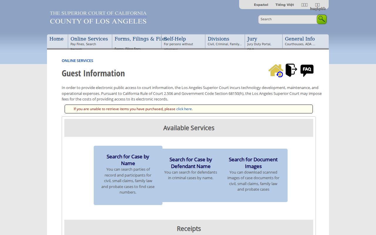 Cudahy resident lookup LA Superior Court guest information
