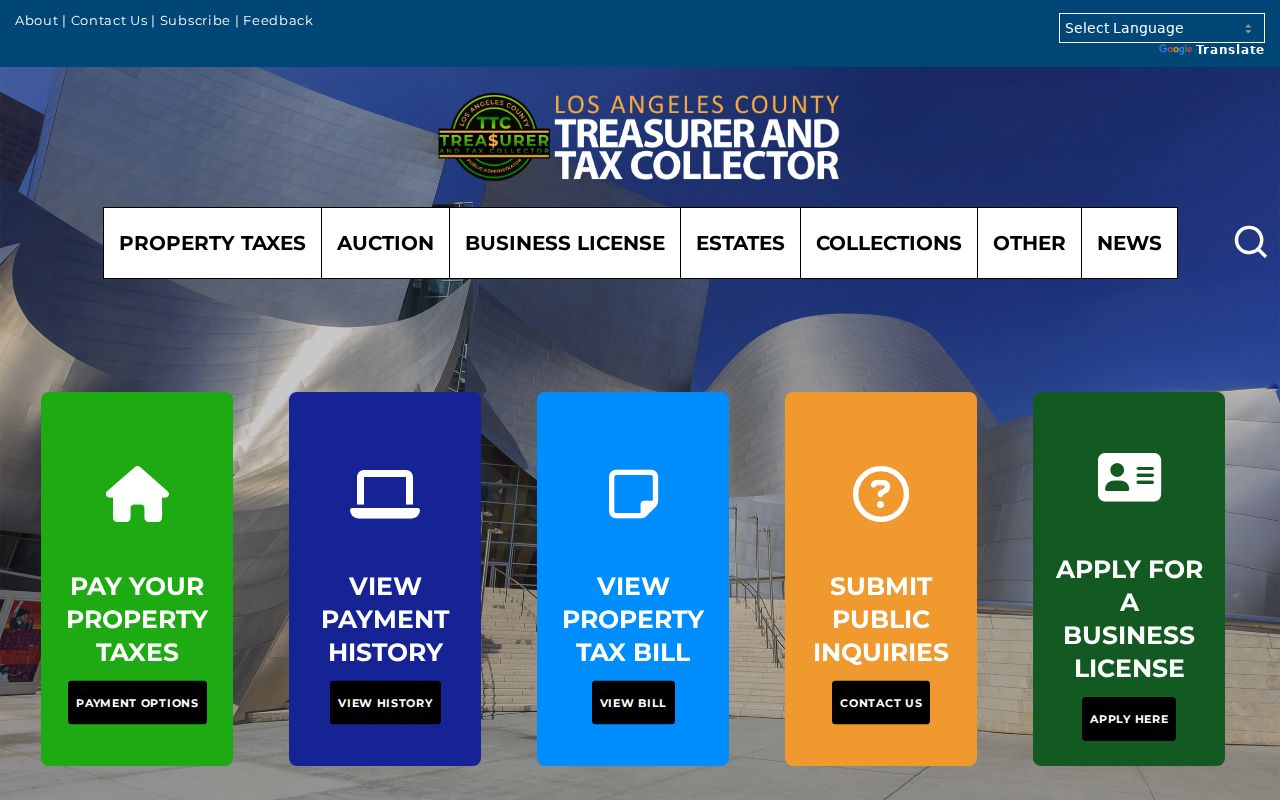 Cudahy street directory Los Angeles County property tax records custodian