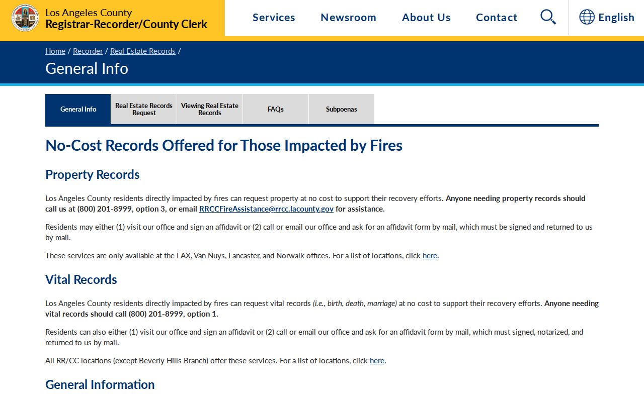 Cudahy street directory Los Angeles County Recorder real estate records access